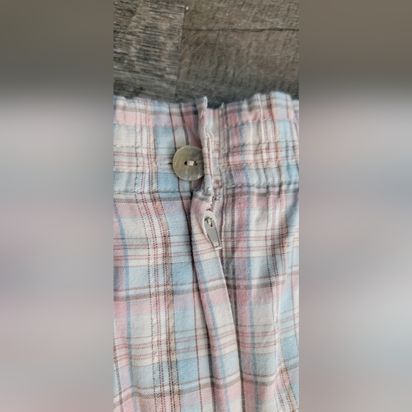 90's Vintg Straight Leg Pants Women's 16 Pink&Blue Plaid Elastic Wasit Jantzen - Picture 3 of 13